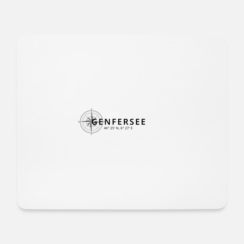 Genfersee Kompass Design - Mousepad (Querformat) - Weiß