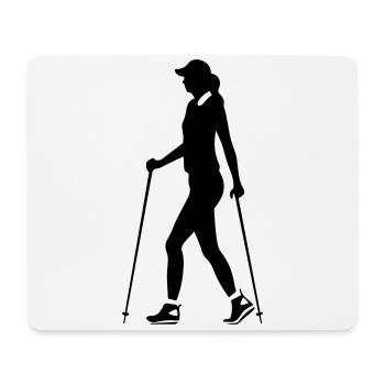 Nordic Walking Woman Silhouette - Mouse Pad (horizontal) - white - Front