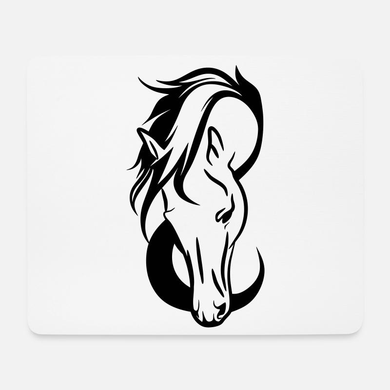 Pferdekopf Line Art Motiv - Mousepad (Querformat) - Weiß