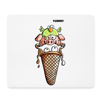 Bauernhoftiere Lieben Eis - Kuh - Schwein - Vogel - Mousepad (Querformat) - Weiß - Vorne