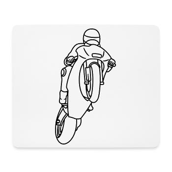 Wheelie extrem mit Rennmotorrad - dunkel - Mousepad (Querformat) - Weiß - Vorne