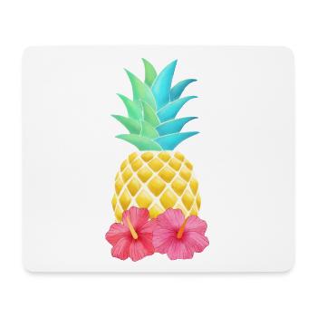 Ananas und Hibiskus - Mousepad (Querformat) - Weiß - Vorne