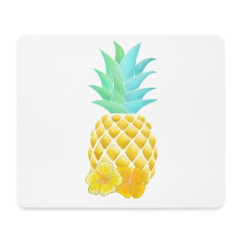 Fleurs d’ananas et d’hibiscus - Tapis de souris (format paysage) - blanc - Devant