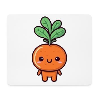 Cute Kawaii Carrot Face - Round Design - Mouse Pad (horizontal) - white - Front