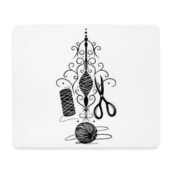 Nornen Symbole Spindel Schere Wolle - Mousepad (Querformat) - Weiß - Vorne
