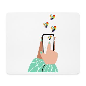 Pride hearts on the smartphone - Mouse Pad (horizontal) - white - Front