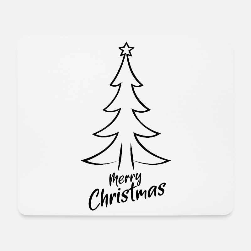 Minimalistische Tanne Merry Christmas - Mousepad (Querformat) - Weiß