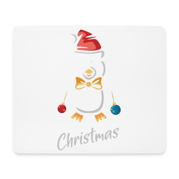 Merry Christmas Pinguin mit Weihnachtsmütze - Mousepad (Querformat) - Weiß - Vorne