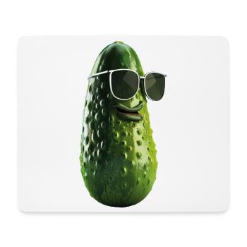 Cornichon de concombre avec lunettes de soleil - Tapis de souris (format paysage) - blanc - Devant