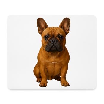 Frenchie Portrait Kraftvolle Pose - Mousepad (Querformat) - Weiß - Vorne