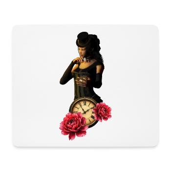 Steampunk Watch with Roses - Mouse Pad (horizontal) - white - Front