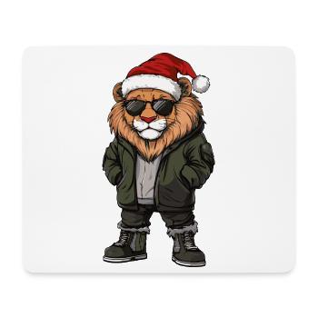 Noël Lion Hiver - Tapis de souris (format paysage) - blanc - Devant