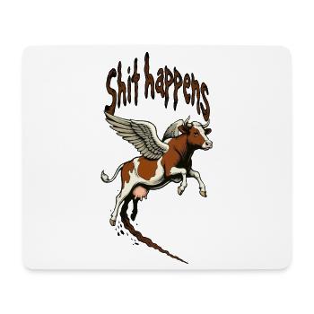 Flying cow with wings – shit happens - Mouse Pad (horizontal) - white - Front