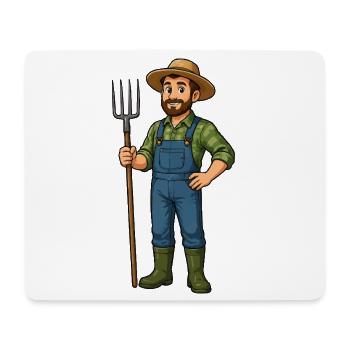 Bauer mit Heugabel Cartoon - Mousepad (Querformat) - Weiß - Vorne
