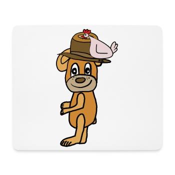 Héros chien avec chapeau et coq - Tapis de souris (format paysage) - blanc - Devant