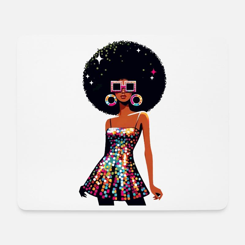 Disco Afro Glam Sequins Design - Mousepad (Querformat) - Weiß