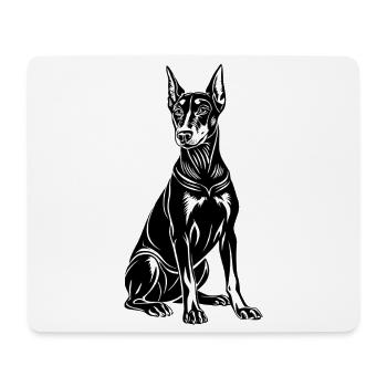 Assis par le doberman - Tapis de souris (format paysage) - blanc - Devant