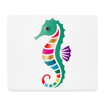 Buntes Seepferdchen | Maritimes Kunstmotiv  - Mousepad (Querformat) - Weiß - Vorne