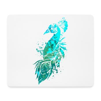 Splash Art Blue Peacock - Tapis de souris (format paysage) - blanc - Devant