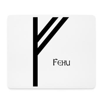 Rune Fehu avec Nom Noir – Viking Futhark - Tapis de souris (format paysage) - blanc - Devant