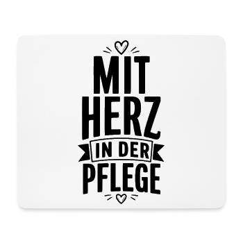 Mit Herz in der Pflege - Mousepad (Querformat) - Weiß - Vorne