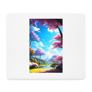 Peaceful, bright & happy anime nature scene - Mouse Pad (horizontal) - white - Front