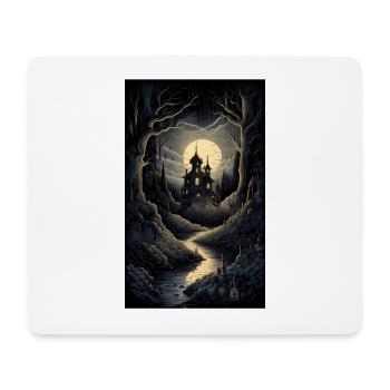 Dark horror landscape of creepy manor - Mouse Pad (horizontal) - white - Front