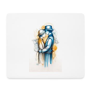 Couple vif d’or et de bleu - Tapis de souris (format paysage) - blanc - Devant