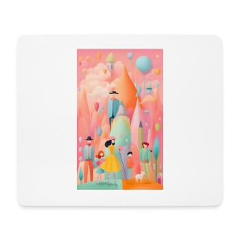 Helle und skurrile Familienlandschaft - Mousepad (Querformat) - Weiß - Vorne