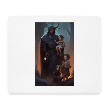 Medieval fantasy guarding father scene - Mouse Pad (horizontal) - white - Front