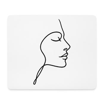 Silhouette du visage de la ligne - Tapis de souris (format paysage) - blanc - Devant