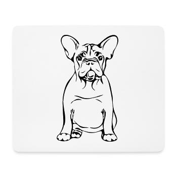 FRANZÖSISCHE BULLDOGGE - FRENCH BULLDOG sitzend - Mousepad (Querformat) - Weiß - Vorne