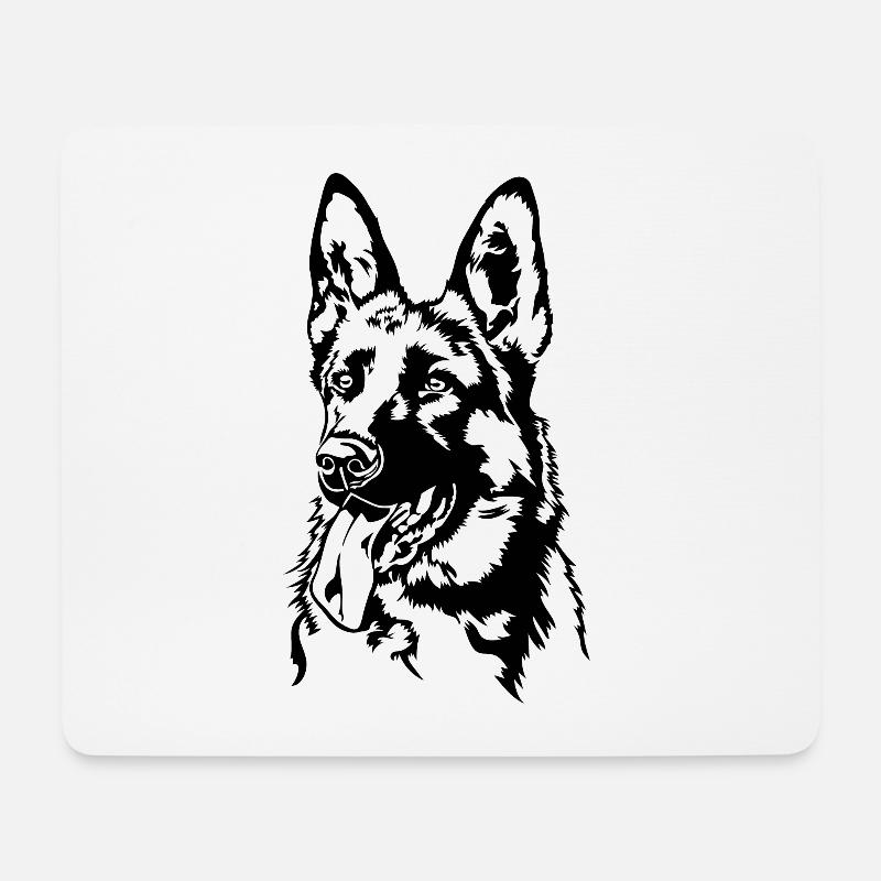 Deutscher Schäferhund Hunde Portrait Hund Wilsigns - Mousepad (Querformat) - Weiß