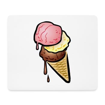 Eistüte mit drei Kugeln Eis - Mousepad (Querformat) - Weiß - Vorne