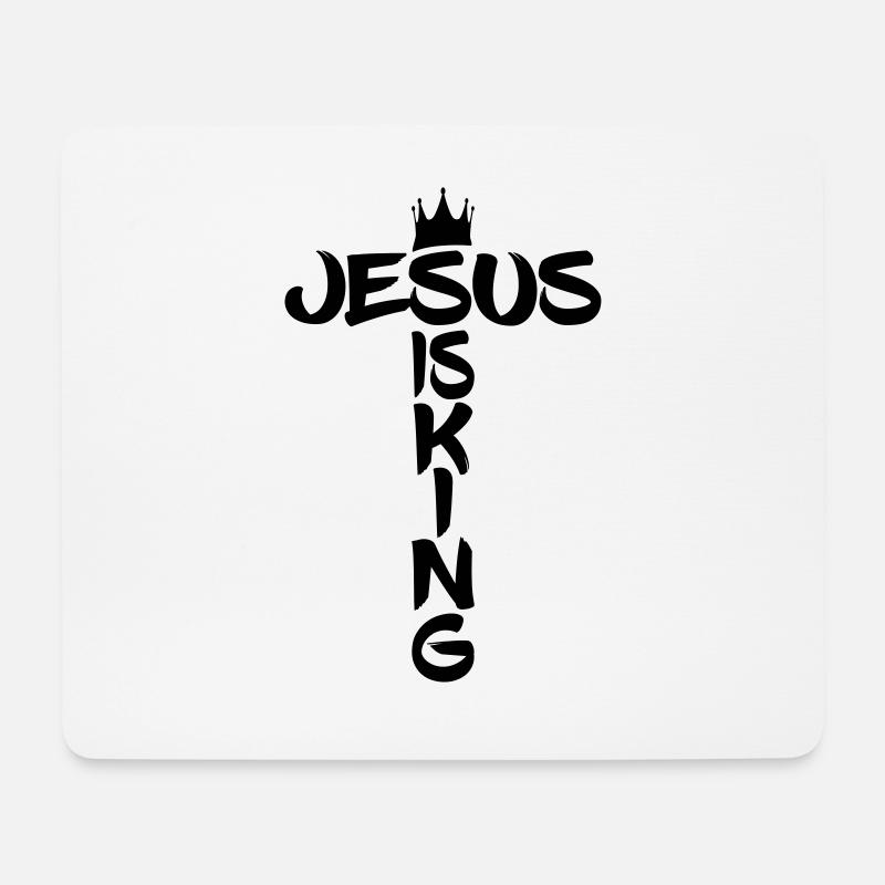 Jesus is King Kreuz Krone Geschenk für Christen - Mousepad (Querformat) - Weiß
