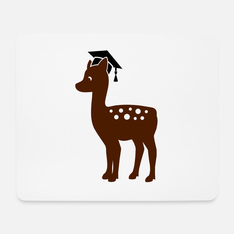 Rehkitz mit Doktorhut - Geschenk zur Doktorarbeit - Mousepad (Querformat) - Weiß