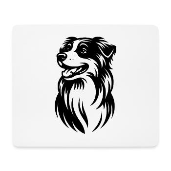 Australian Shepherd Fuzzy Dog Portrait - Mouse Pad (horizontal) - white - Front