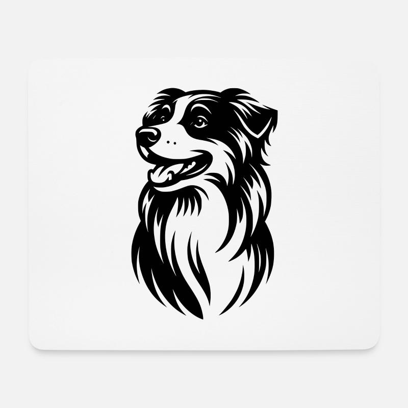 Australian Shepherd Wuscheliges Hunde Porträt - Mousepad (Querformat) - Weiß