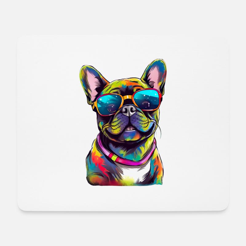 Französische Bulldogge Niedlicher Hund Farbeimer - Mousepad (Querformat) - Weiß