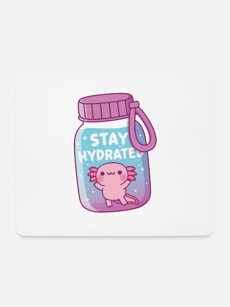 Süßer Axolotl In Der Wasserflasche Bleibt Hydriert Lustig - Mousepad (Querformat) - Weiß