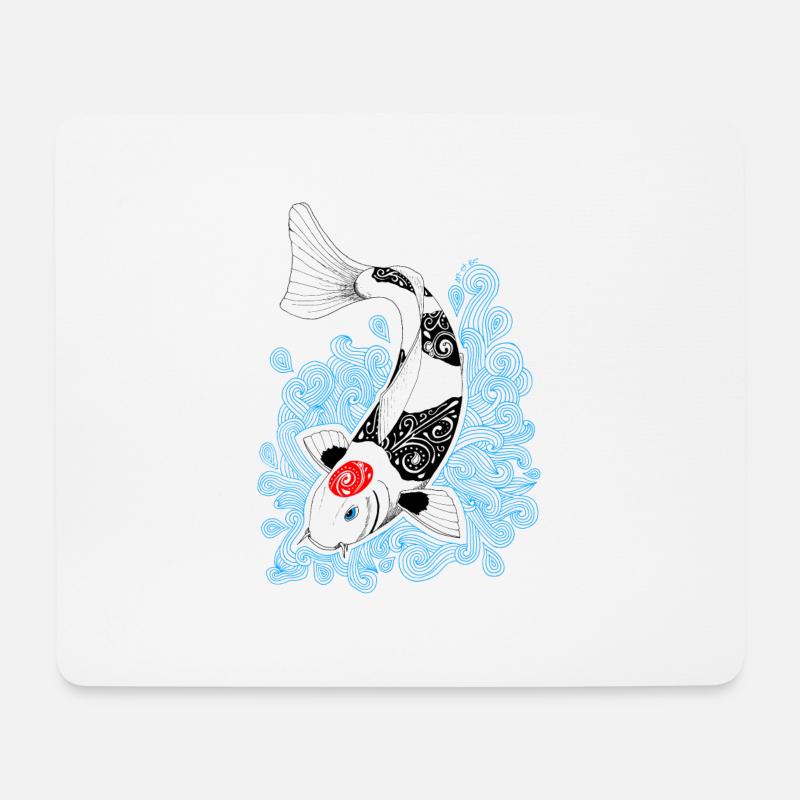 Koi Karpfen Design - Mousepad (Querformat) - Weiß