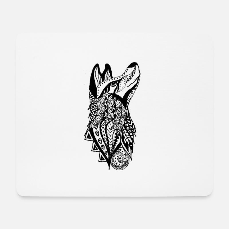 Wolf - Mousepad (Querformat) - Weiß