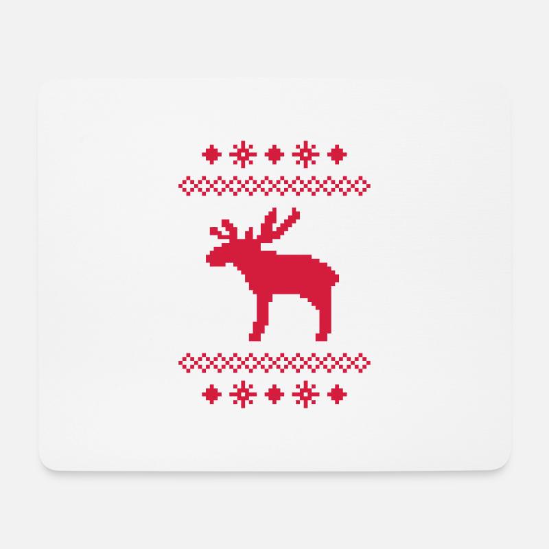 Elch Rentier Hirsch Weihnachten Norweger Strick - Mousepad (Querformat) - Weiß