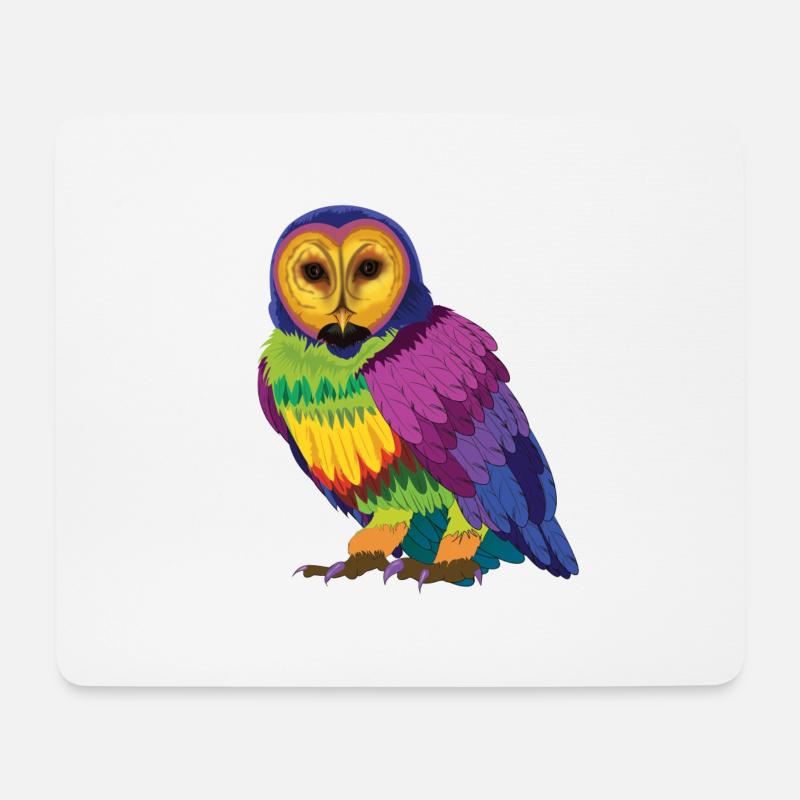 Regenbogeneule - Mousepad (Querformat) - Weiß