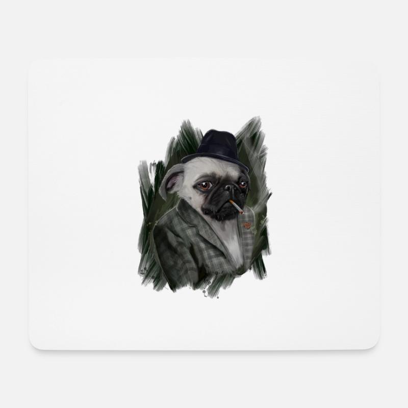 mops - Mousepad (Querformat) - Weiß