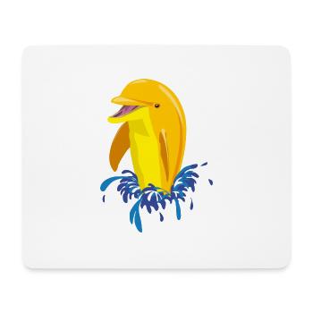 Delphin gelb Spritzer - Mousepad (Querformat) - Weiß - Vorne