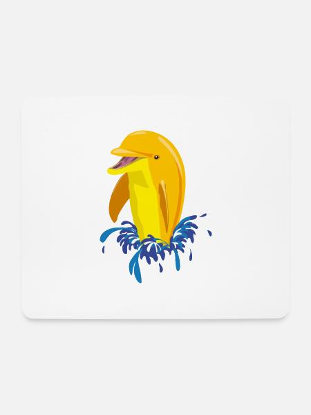 Delphin gelb Spritzer - Mousepad (Querformat) - Weiß