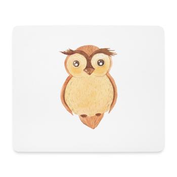 Uhu Hibou Aquarelle - Tapis de souris (format paysage) - blanc - Devant