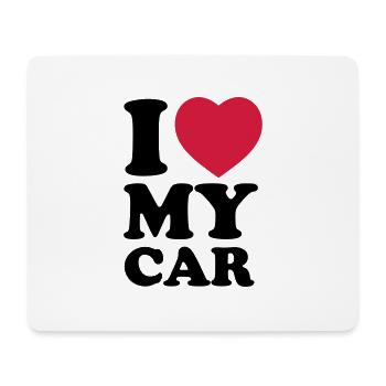 I love my car - Mousepad (Querformat) - Weiß - Vorne