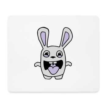 dessin lapin mignon débile style BD cartoon fun - Tapis de souris (format paysage) - blanc - Devant